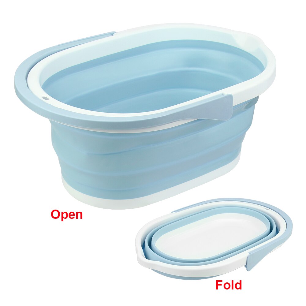 Folding Laundry Tub Portable for Tourism Outdoor Fishing Camping PP Save Space Foldable Bucket Car Wash Bucket: Blue
