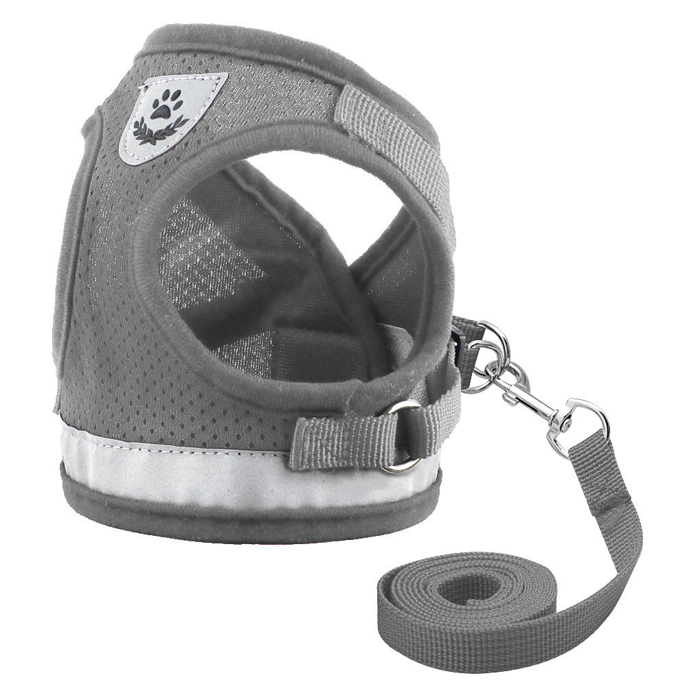 Hund Katze Walking Jacke Harness Leine Haustiere Welpen Kätzchen Kleidung Einstellbare Weste Reflektierende Walking Blei Leine Weste für Welpen: Grau / XL