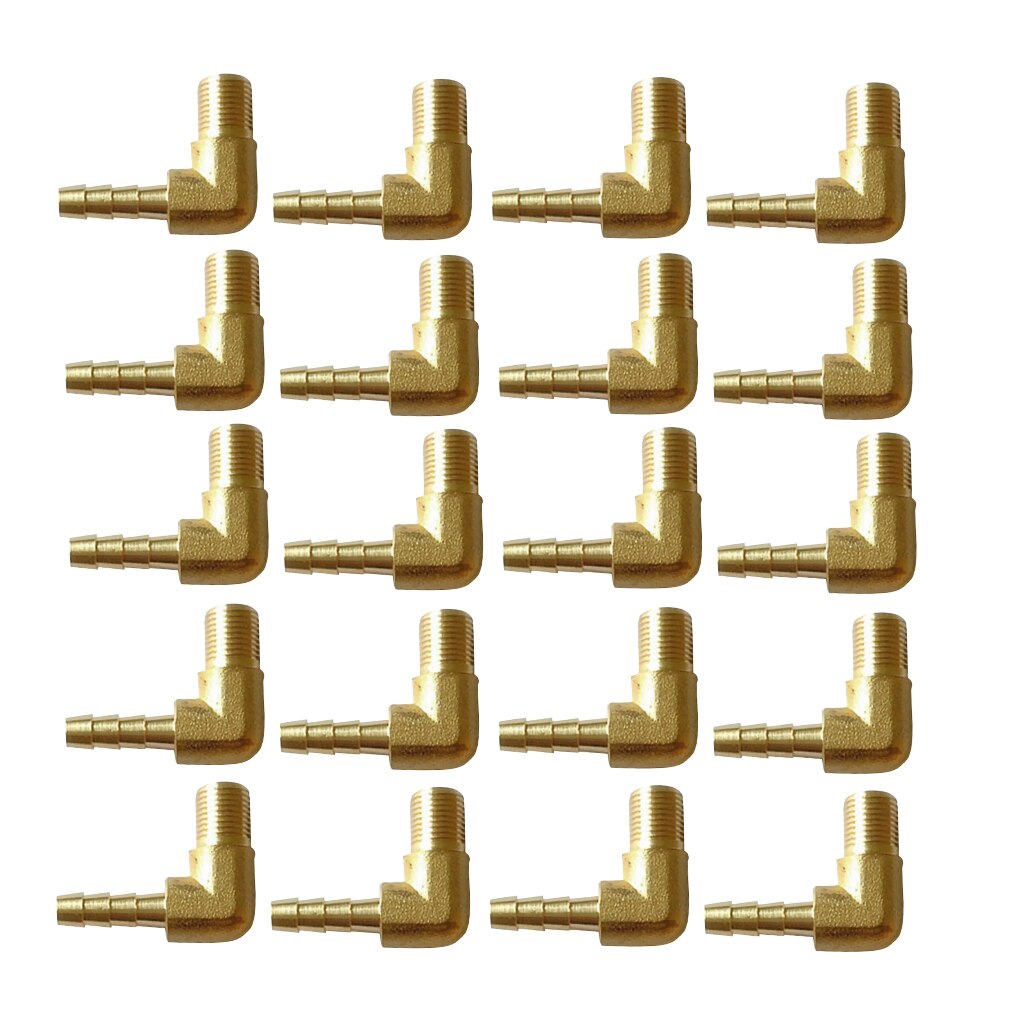 20 Pieces Right Angle Male Hose Connector Barb Air Gas Parts Connector