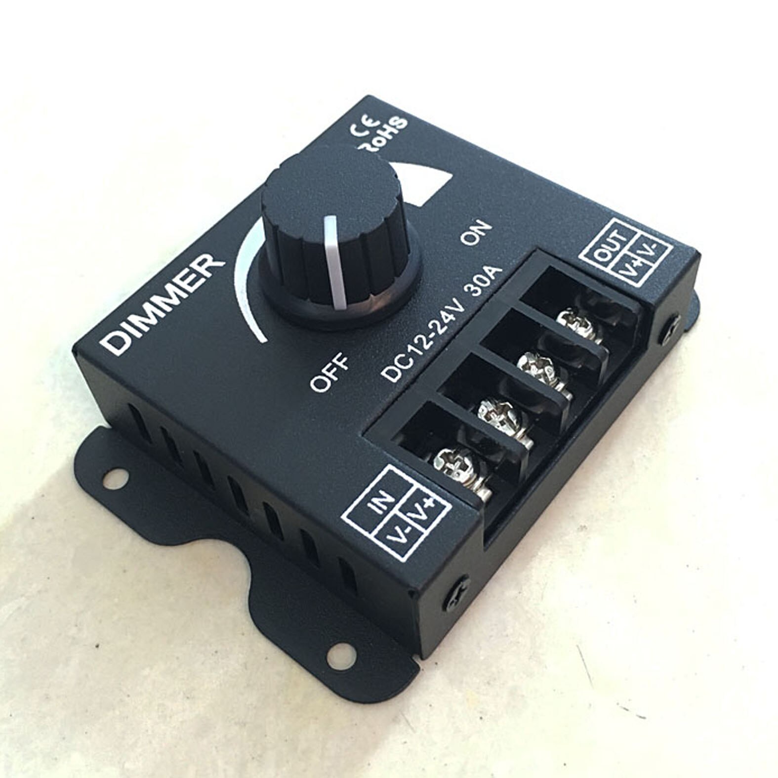 DC12V-24V LED Dimmer 30A 360W Adjustable Brightness Dimming LED Lamp Strip Light Driver Single Color Controller Stepless Dimmer
