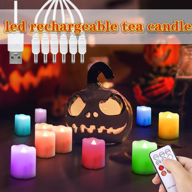 6/12 Stck LED Kerzen Usb Aufladbare Teelichter Timer Fernbedienung Farbe Ändern Flammenlose Flimmern Für Heimat Dekorative Kerze