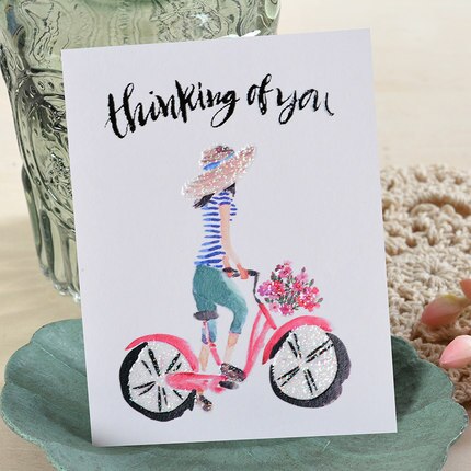 Birthday greetings card mini valentine's day message thank you small CARDS Pink girls CARDS flowers lipstick flamingos: style 3