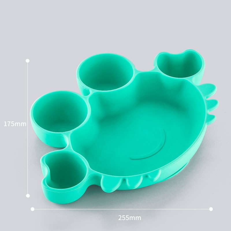 Baby Kommen Diner Platen Siliconen Zuig Feeding Servies Bpa Gratis Antislip Baby Gerechten Krab Voedsel Voeden Kom voor Kids: Green Crab