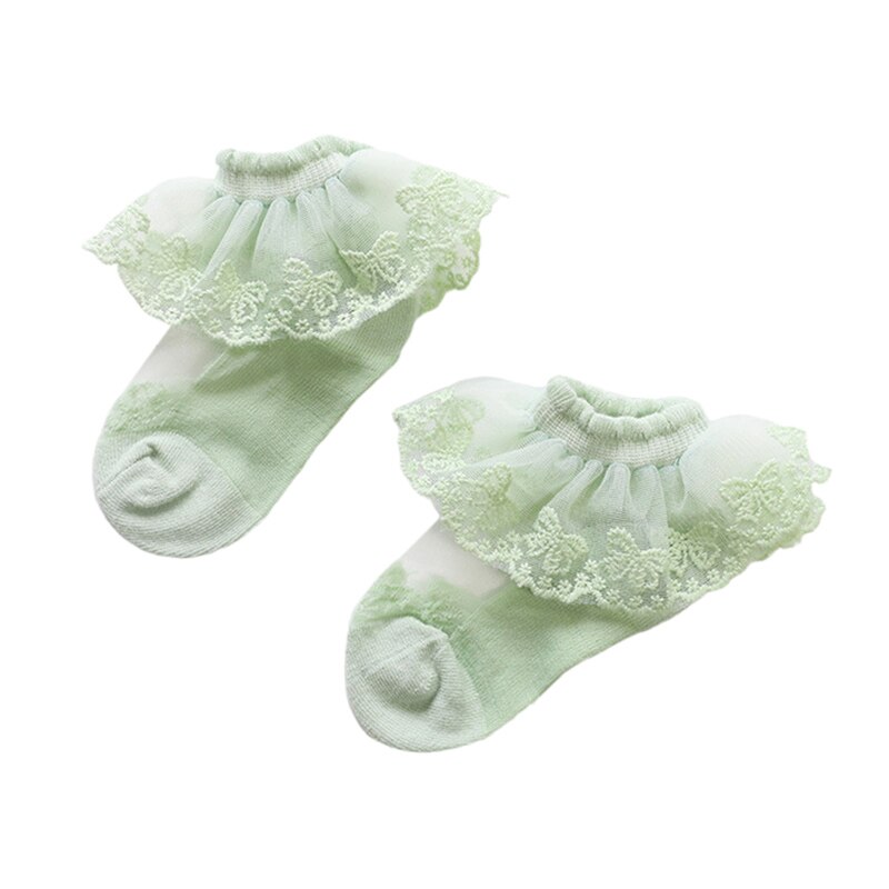 Baby Girl Frilly Lace Tutu Socks Breathable Infant Newborn Toddler Lace Ruffle Ankle Socks Baby Stuff Kids: Green / L