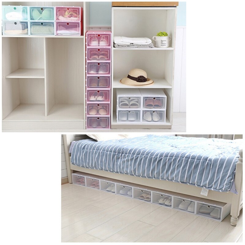 Plastic Foldable Shoes Box Transparent Storage Shoe Box Drawer Organizer Household DIY Shoebox Drawer Divider Home Storage