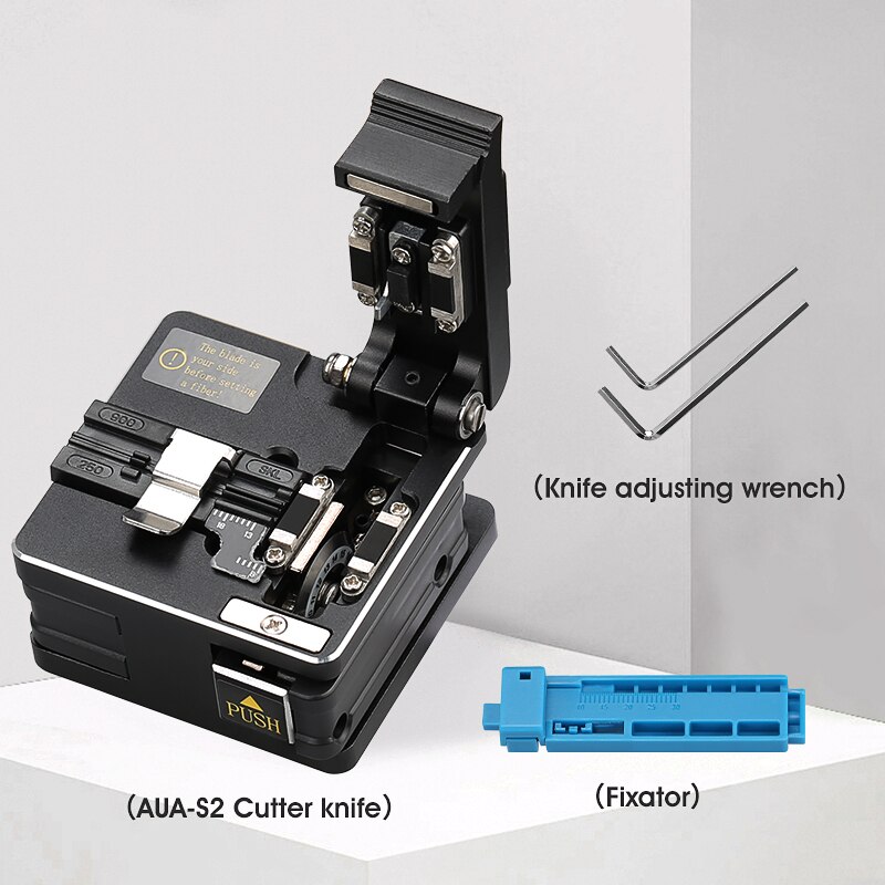 FTTH Fiber Optic Tool Kit AUA-S2 Fiber Cleaver Optical Power Meter 10MW Visual Fault Locator with Stripping Pliers