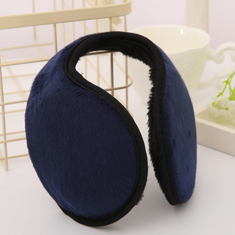 Winter Fleece Earmuff Outdoor Cycling Warmer Soft Ear Muffs Windproof Men Women Ear Protector: navy blue