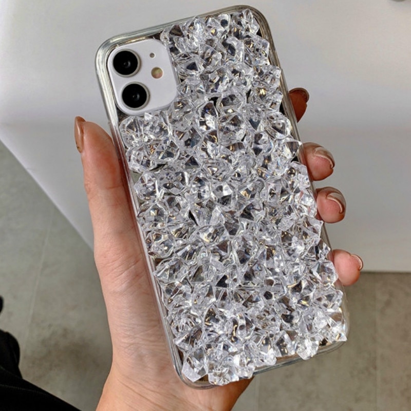 Moda şeffaf kristal Rhinestone elmas Bling silikon kılıfı iphone 11 pro max SE 2020 X XS XR 7 8 artı yumuşak TPU kapak