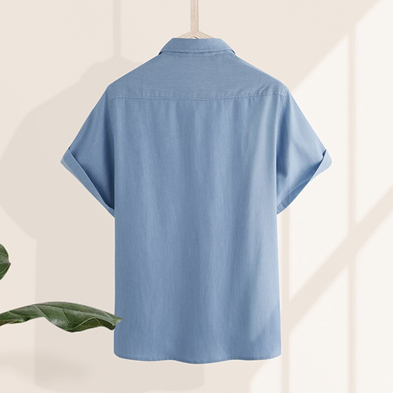 Herrskjorta enfärgad kortärmad kavaj chic sommaraffär streetwear fritidsskjortor herrmärke blus harajuku incerun