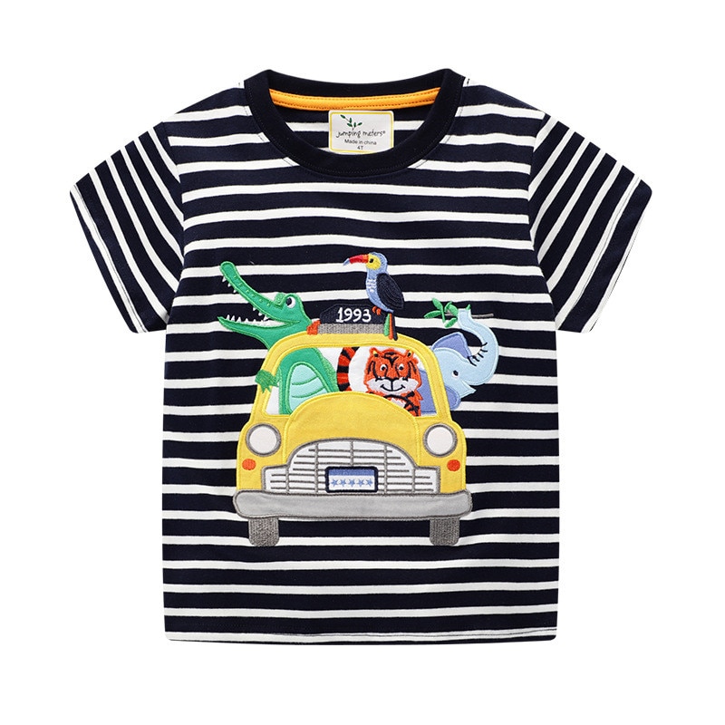 Springen Meter Korte Mouwen Katoenen Kinderen Tops Tees Met Cartoon Cars Jongens Meisjes T Shirts Zomer Baby Kleding T-shirts