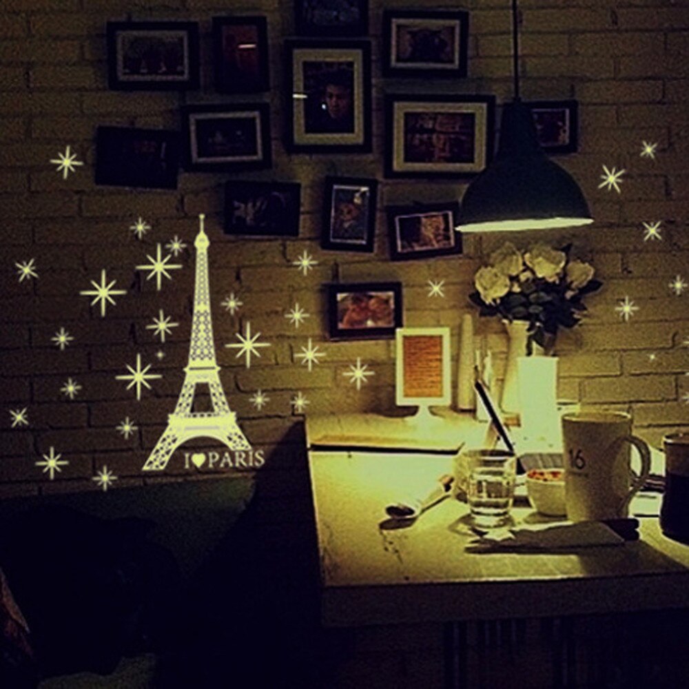 Wall-Sticker Eiffel Tower Luminous Decal A Set Kids Bedroom Fluorescent Glow In The Dark Stars Wall Stickers Stars Sticker #Y10