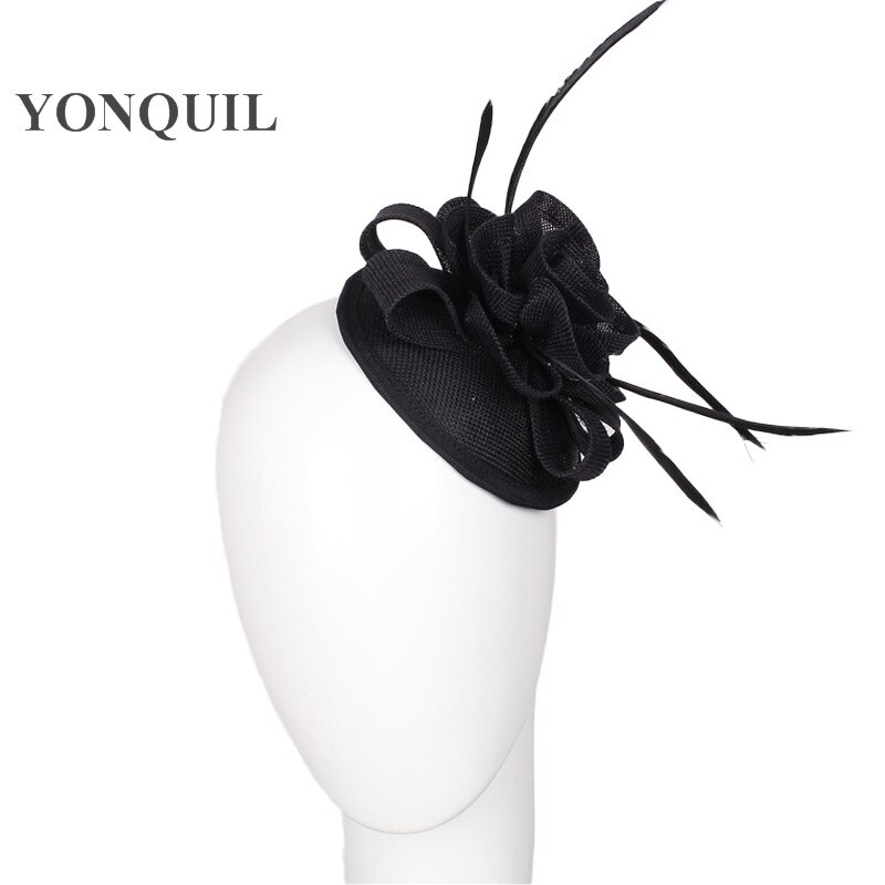 Zwarte chique fascinatorhoeden voor dames, chique hoofddeksels met haarclip, mesh-evenementhoofddeksel met bruiloftsaccessoires