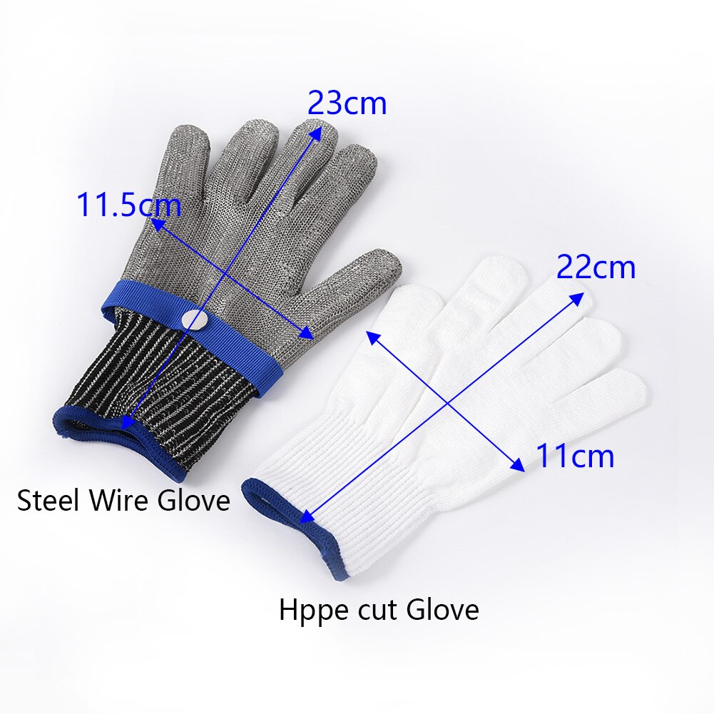 Stainless Steel Metal Mesh Butcher Glove Safety Cut Proof Stab Resistant Stainless Steel Blue White