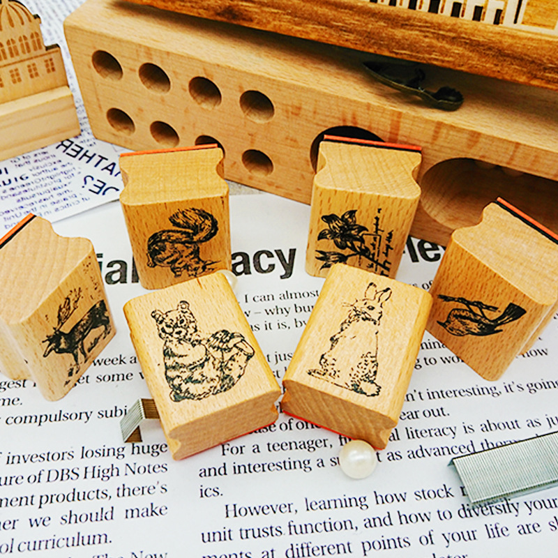 Söta skogsdjur vintage stämpel diy trä gummistämplar sigill för scrapbooking studentpris reklampapper