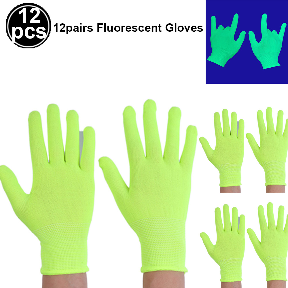 Gants magiques fluorescents lumineux, fournitures de fête qui brillent dans la nuit, néon, fête du nouvel an, mains, doigt, veilleuse, décoration: plum