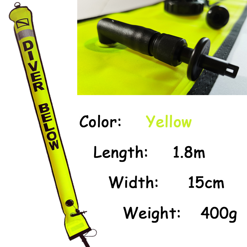 DIVING SMB 1.2m 1.5m 1.8m Buoy Colorful Visibility Safety Inflatable Scuba Diving SMB Surface Signal Marker Buoy Accessory: 1.8m yellow