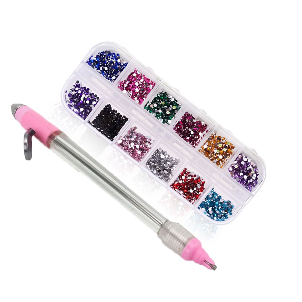 Herramienta de pintura de diamante acrílico, taladro de doble cabeza, accesorios de bordado, taladro de punto multifunción, pluma artística de uñas: Verde claro