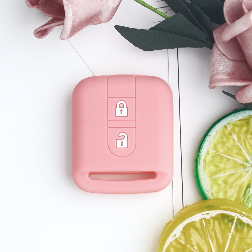 Dandkey siliconen sleutelhoes voor nissan qashqai micra navara almera note x-trail qashqai fob 2 knoppen afstandsbediening autosleutel styling