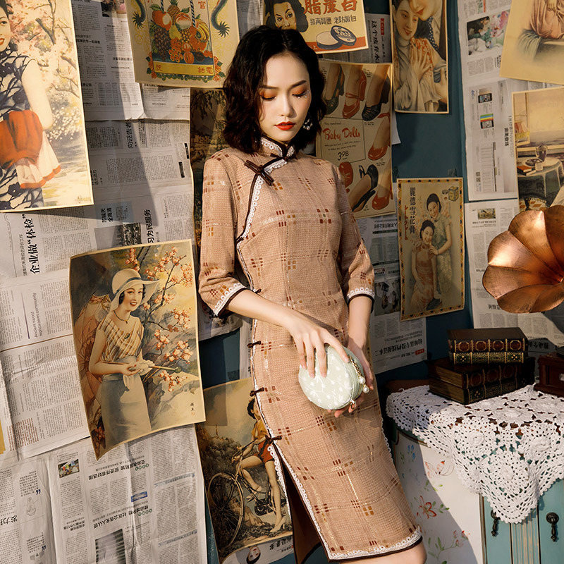 SHENG COCO Chinese Traditional Dress for women Cheongsam Long Sleeve Oriental Vestido Chines Daily Casual Dress Autumn