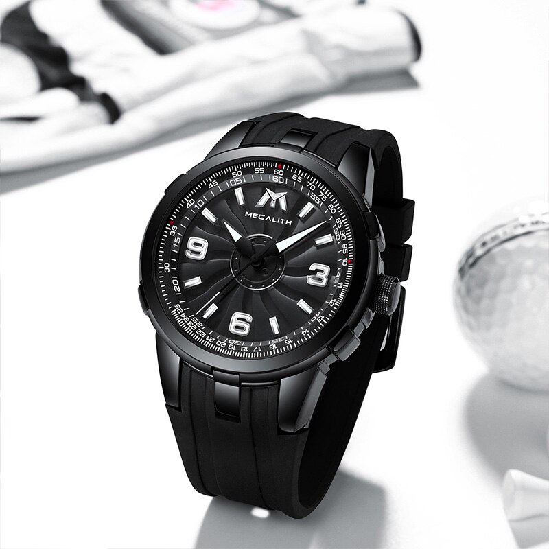MEGALITH, relojes deportivos militares para hombres, relojes de cuarzo impermeables, relojes creativos para hombre con Dial de rotación de turbina, reloj Relogio Masculino