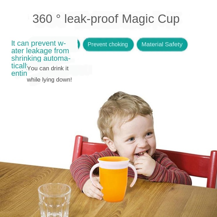 1pc 360 babymuggar kan roteras magic cup baby learning drickskopp läckagetät barn vattenkopp flaska 240ml inlärningskopp