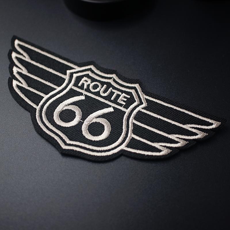 ROUTH 66 Size: 5.3x11.7 cm DIY Badge Patches Kleding Patch Stof Naaien Geborduurde Applique Jas Jeans Kleding Badges