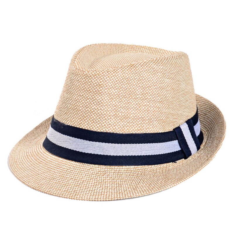 [AETRENDS] europejski mężczyzna klasyczne słomiane kapelusze fedora dla mężczyzn czapka jazzowa rozmiar 58CM Z-5314: Beige