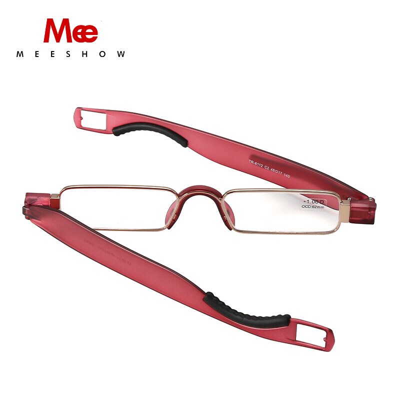 Pod lunettes de lecture TR90 résine lentille hommes femmes acier inoxydable lecture eye ward 360 Flex + 1.0 ~ + 3.5 boîtier d'alimentation inclus 6112: +100 / RED