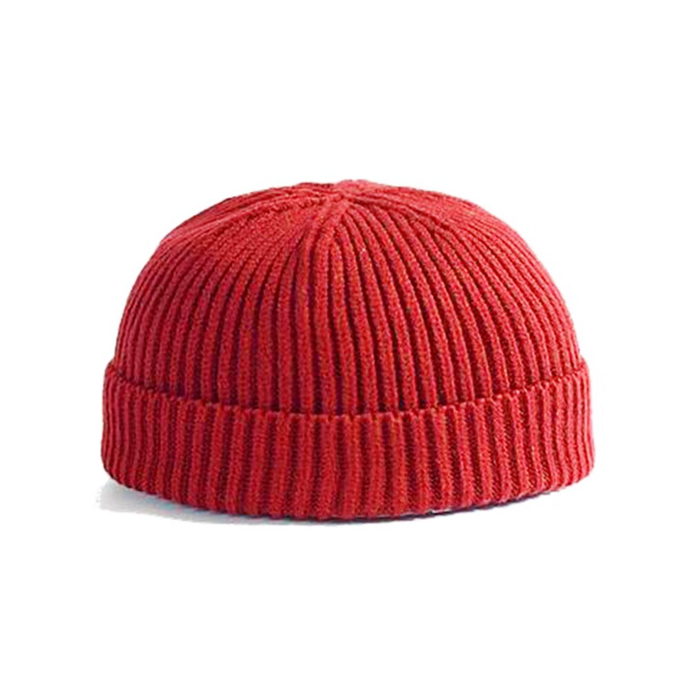 Solid Wool Knitted Beanie Skull Cap Winter Men Women Soft Thick Warm Elastic Hats Unisex Skullies Harajuku Knitted Wool Hat: Red