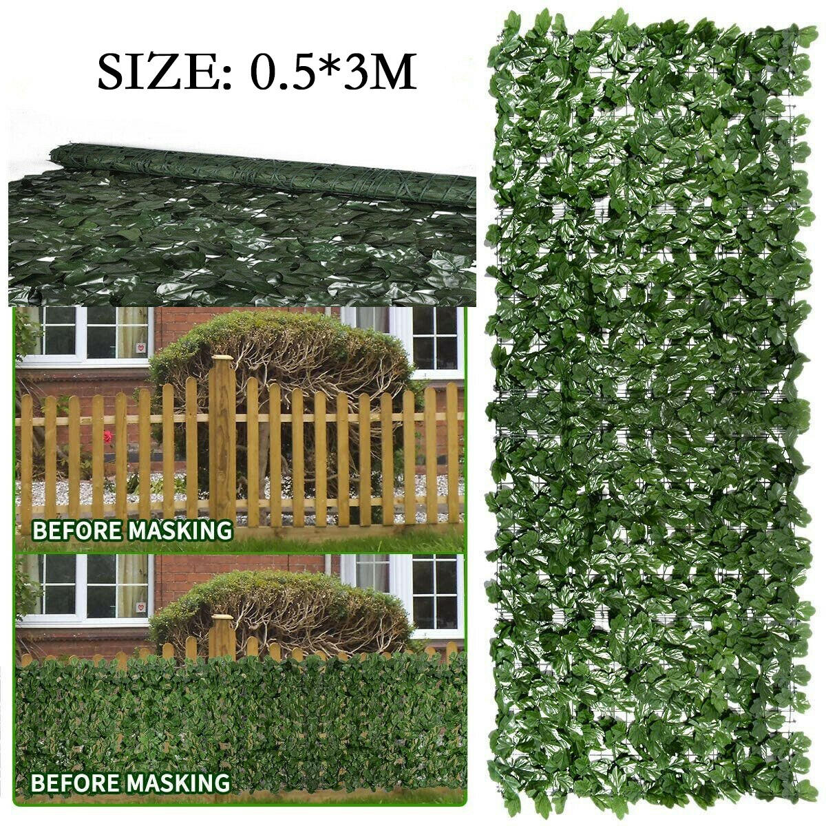 1m/3m Artificial Leaf Hedge Ivy Hedge Garden Fence Balcony Privacy Wall Cover Analog Fence Net Home Garden Decoration