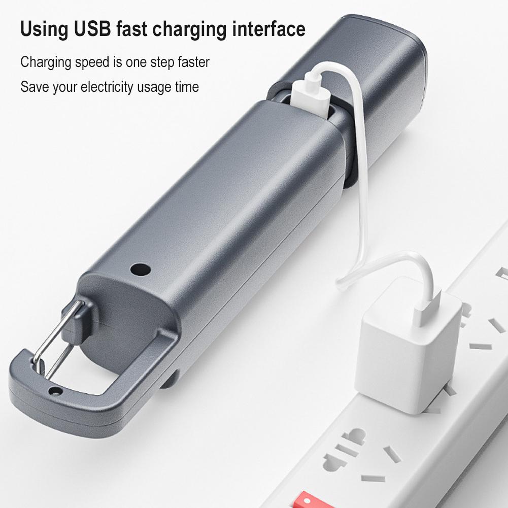 Superlys led-lommelygte med krog, campinglampe, usb-genopladelig, zoombar, udendørs vandtæt lommelygte