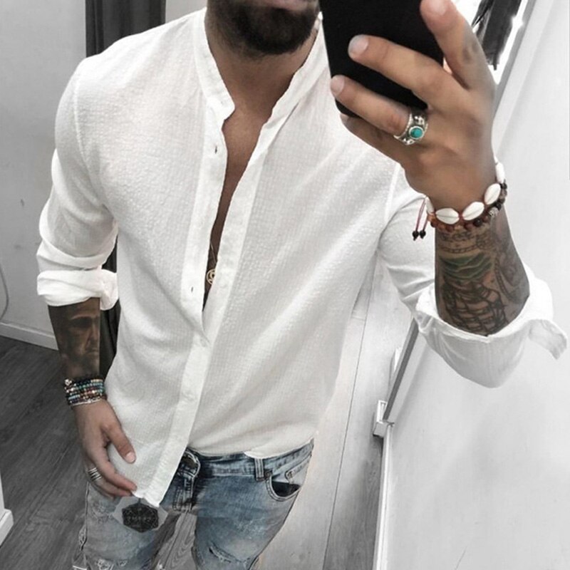 Plus size skjorter herre bluse almindelig langærmet skjorte herre åndbare toppe high fashion tøj mænd casual top slim fit bluser