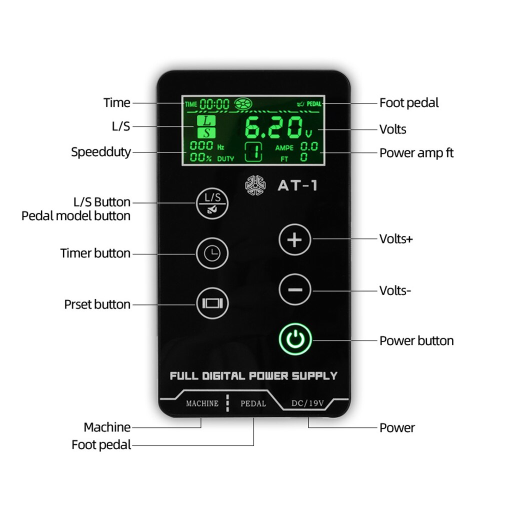 Digital LCD Rotary Machine Power Supply Kit with Cord for Machine