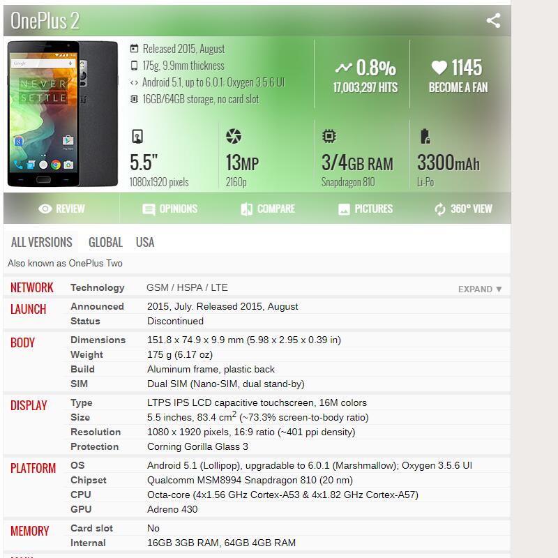 OnePlus 2 LCD Screen - 5.5 Inch Display - A2001 A2003 A2005 Touch Screen Digitizer - Tested TFT Panel