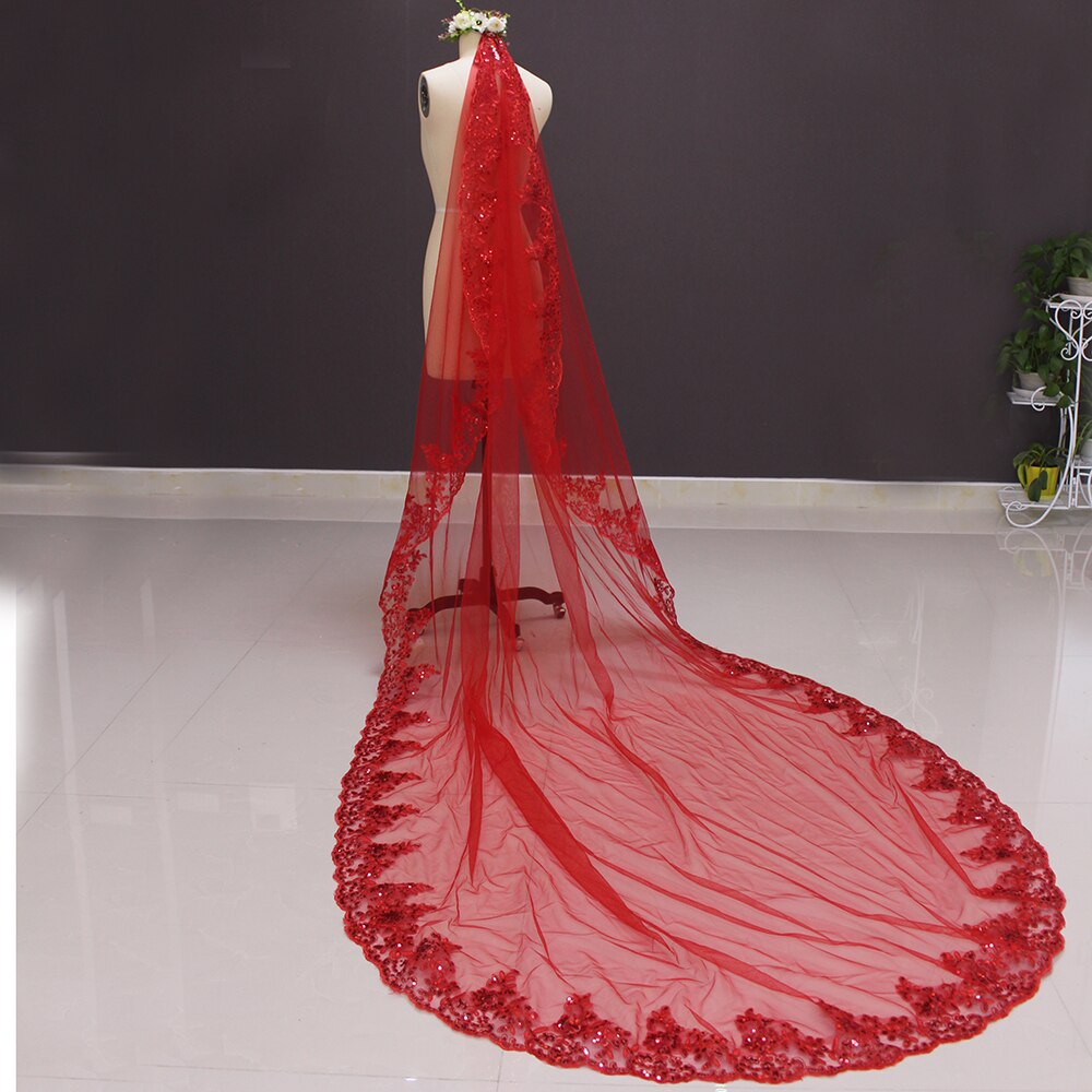 Voile de mariée coloré bleu Royal à paillettes scintillantes de 3 mètres, Long voile de mariée avec peigne, cathédrale,