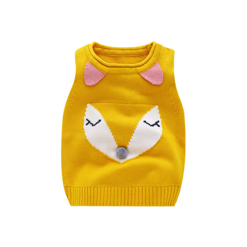 Infants Sweet Cartoon Vest Waistcoat Infant Knitted Vest Newborn Sleeveless Tops Baby Kids Comfortable Cotton Outerwear AA60779