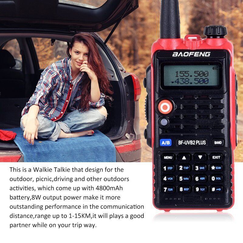 TOP BaoFeng Bf-Uvb2 Plus Walkie Talkie High Power 8w LCD Display/LED Licht 4800mah Batterie Radio funktion mit headset