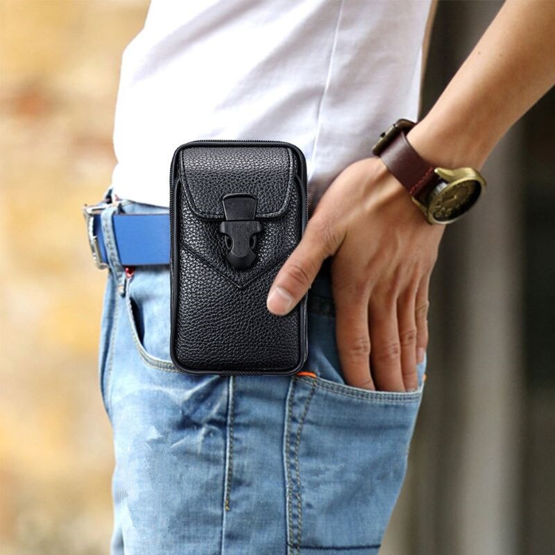 Unissex couro do plutônio do vintage saco da cintura titular do telefone bolsa das mulheres dos homens esporte cinto hip loop coldre carteira carry caso bolsa