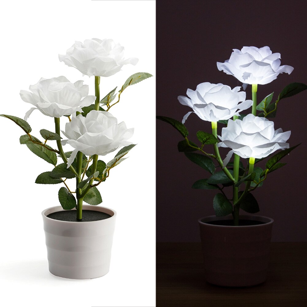 Solar- angetrieben Rasen Garten Balkon Hause Schlafzimmer LED Rose Dekorative Tisch Lampe Künstliche Anlage Nacht Blume Topf