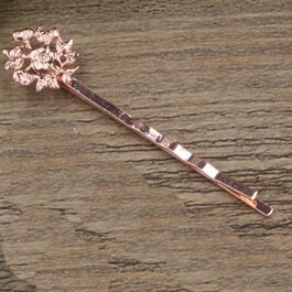 10 stks 6 Kleur Vintage Bloem Haar Sieraden Charm Vrouwen Haarspeld Woord Map Hairclips Haarspeldjes Retro Haar Dragen Accessoires DIY: Rose Gold