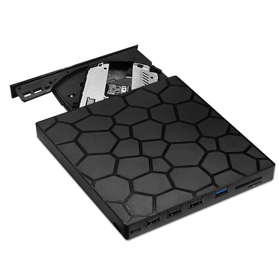 7-in-1 externer CD/DVD-Brenner, Recorder, USB 3.0 Typ C, tragbarer DVD-CD-Player, externes Festplatte für Laptop, Desktop, Windows, Linux: Default Title