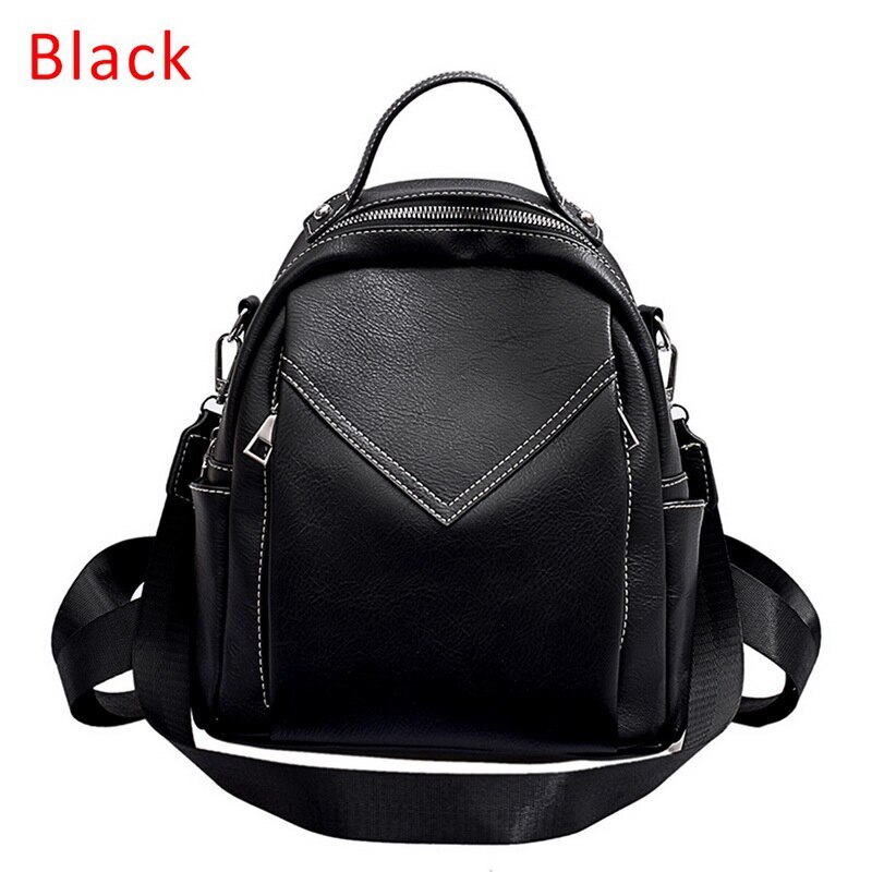 Mode Vrouwen Rugzak Anti-Diefstal Rugzak Klassieke Pu Leer Effen Kleur Rugzak Canta Schoudertas: black2