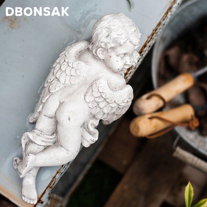 Vintage engel skulptur statue sovende engel dekoration harpiks håndværk have gårdsplads villa væg skrivebord dekoration
