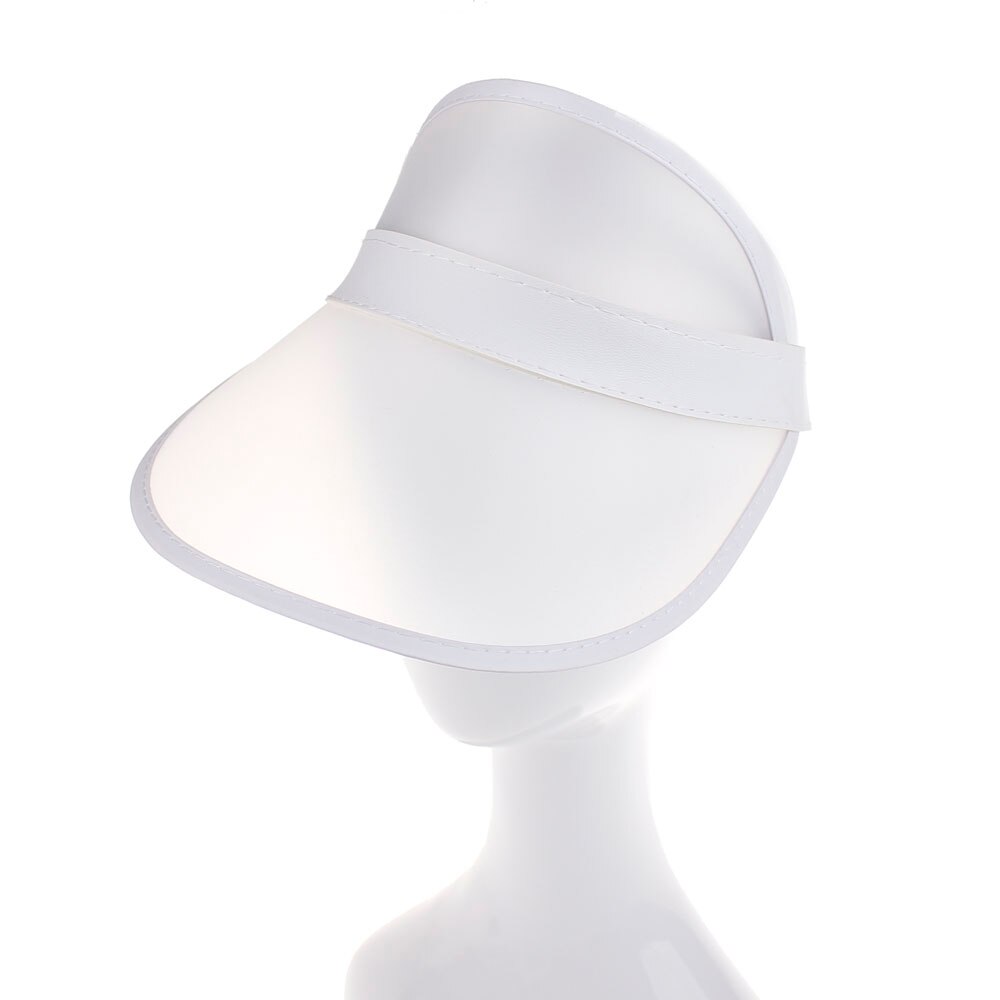 Zomer Pvc Hoed Effen Zonneklep Party Casual Hoed Clear Plastic Volwassen Vrouwen Dames Zonnebrandcrème Cap: White 2