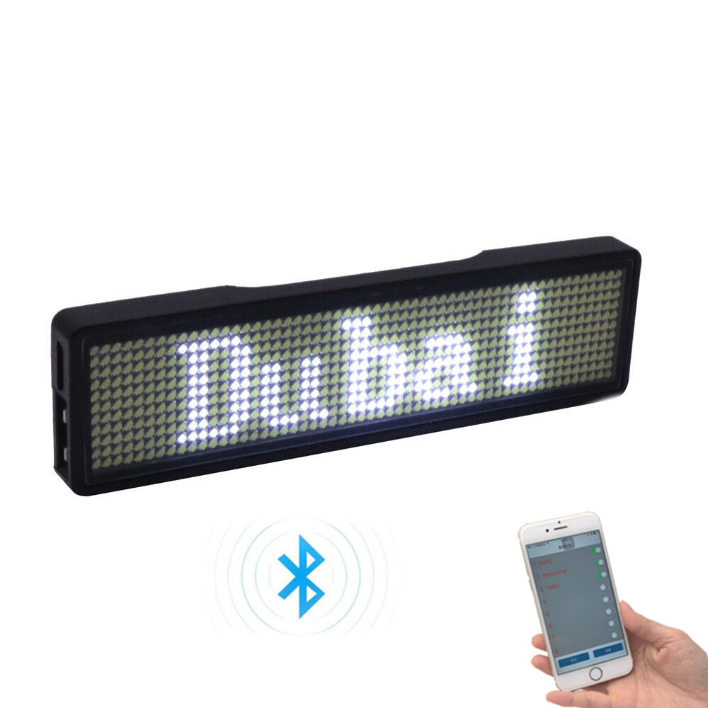 Bluetooth LED Name Badge DIY Programmable Scrolling Message Board Mini LED Display HD Text Digits Pattern Display for Party Shop: Brown