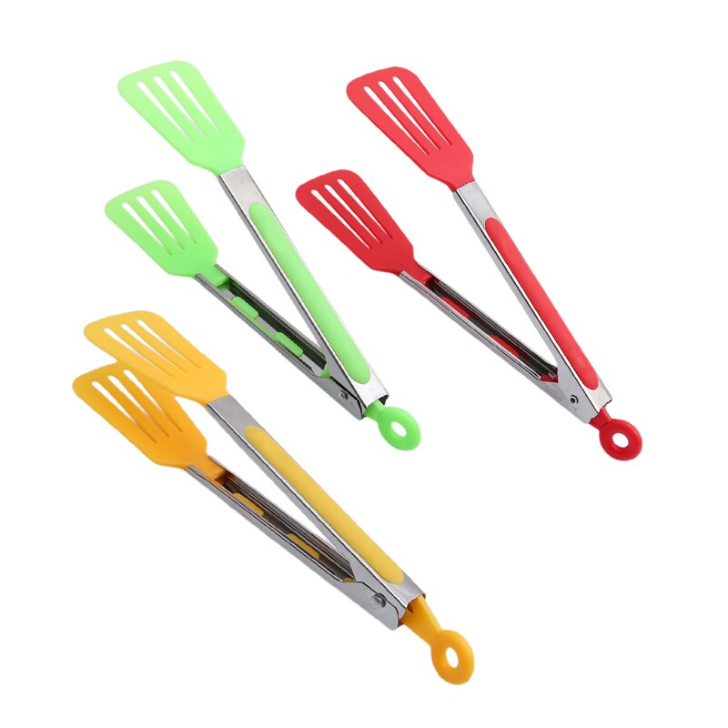 3 couleurs BBQ outils 9 pouces BBQ pinces Silicone caoutchouc poignée cuisine viande pince Barbecue pince acier inoxydable alimentaire pinces
