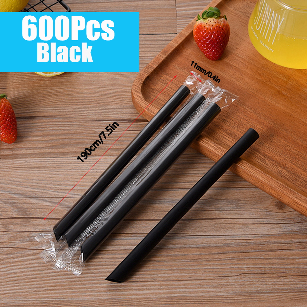 50-400 Uds. Pajitas negras grandes para batidos, pajitas grandes para beber, pajitas para té de burbujas, pajitas para té de la leche, , boda, Bar, accesorios para el hogar: Transparente