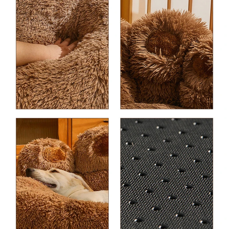 Polymères de chenil en peluche pour chiens, coussin de couchage pour grands chiens, coussin de caisse pour un sommeil profond, fournitures pour animaux de compagnie, accent d'hiver