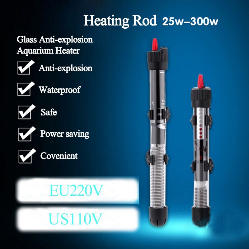 Submersible 110V/ 220-240V Heater Heating Rod for Aquarium Temperature Adjustable Glass Fish Tank Automatic Constant Temperature