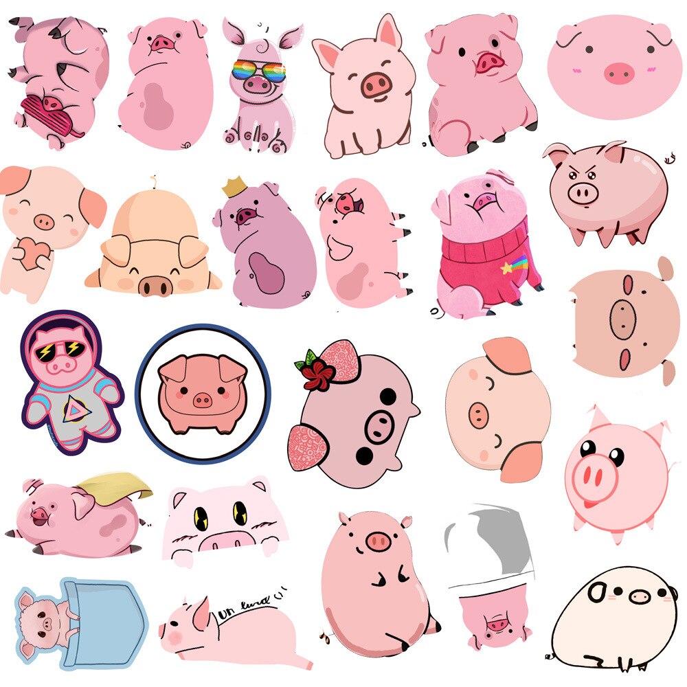 10/50Pcs Roze Varken Stickers Kawaii Little Pig Stickers Diy Fotoalbums Auto Koffer Laptop Skateboard Sticker decal